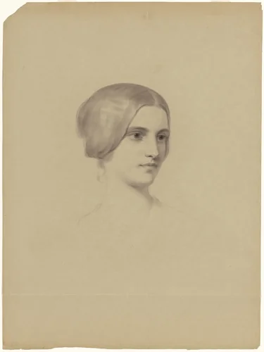 Head of a Young Woman by Seth Wells Cheney, drawing, 1840-1854