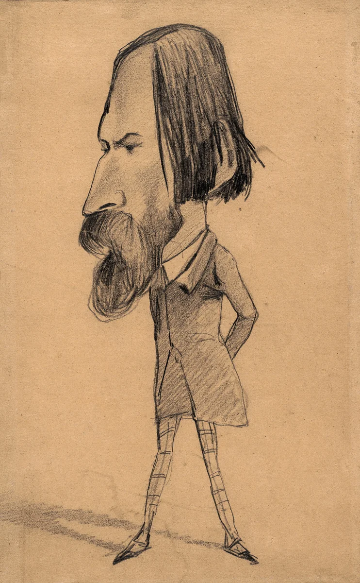 Caricature of Auguste Vacquerie by Claude Monet, drawing, 1855-1860