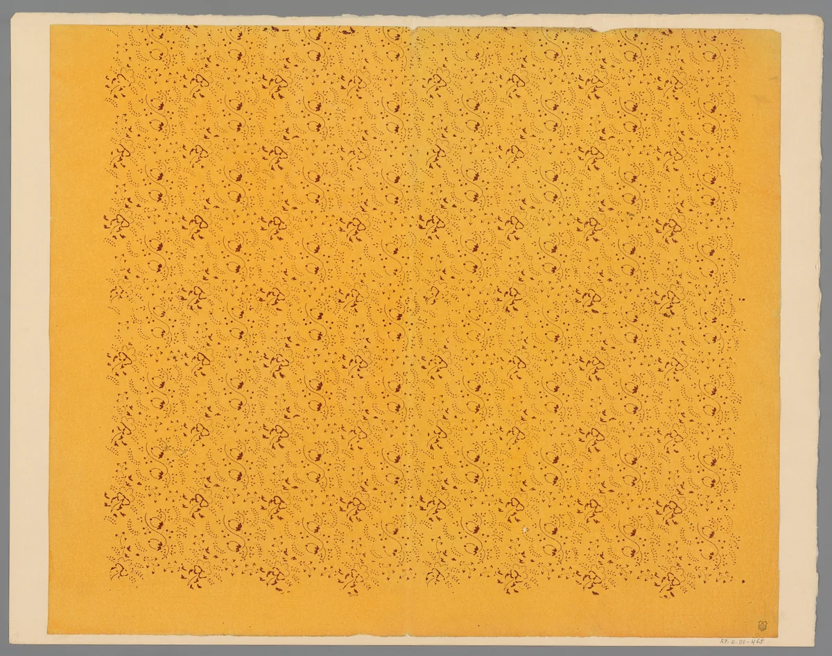 Blad met strooipatroon van kleine takjes met vruchtjes by anonymous, print, 1800-1900