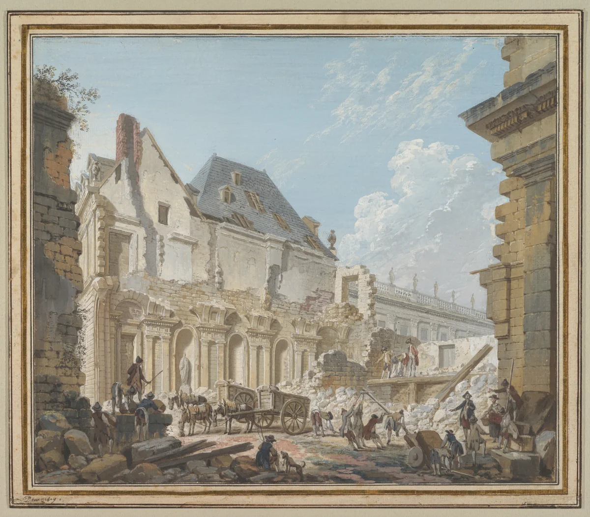 Demolition of the Old Vestibule of the Palais-Royal, Paris by Pierre Antoine Demachy, drawing, 1762-1772