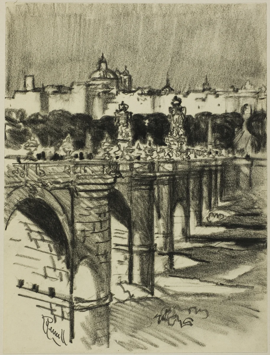 The Bridge of Toledo, Madrid by Joseph Pennell, drawing, 1898-1908