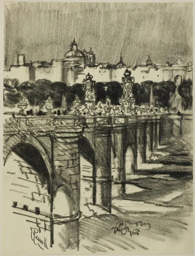 The Bridge of Toledo, Madrid by Joseph Pennell, drawing, 1898-1908