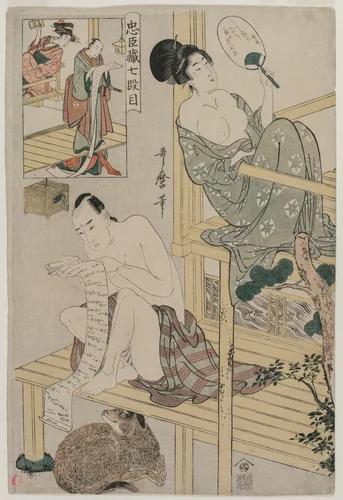 Act VII from the series The Storehouse of Loyal Retainers by Kitagawa Utamaro (喜多川歌麿), print, 1801-1802