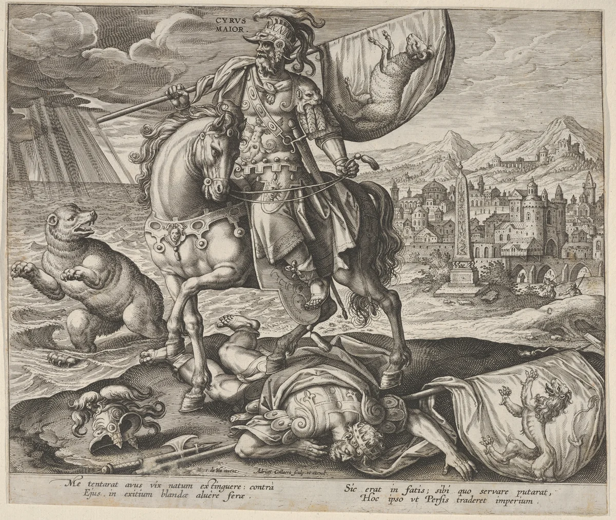 Cyrus, King of Persia, from "Four Illustrious Rulers of Antiquity" by Adriaen Collaert, print, 1590-1599