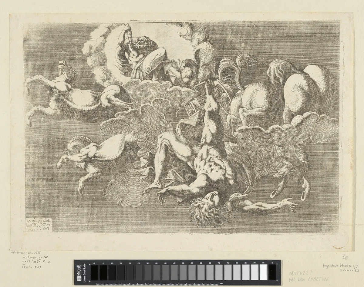 De val van Phaëthon by Unknown, print, 1545