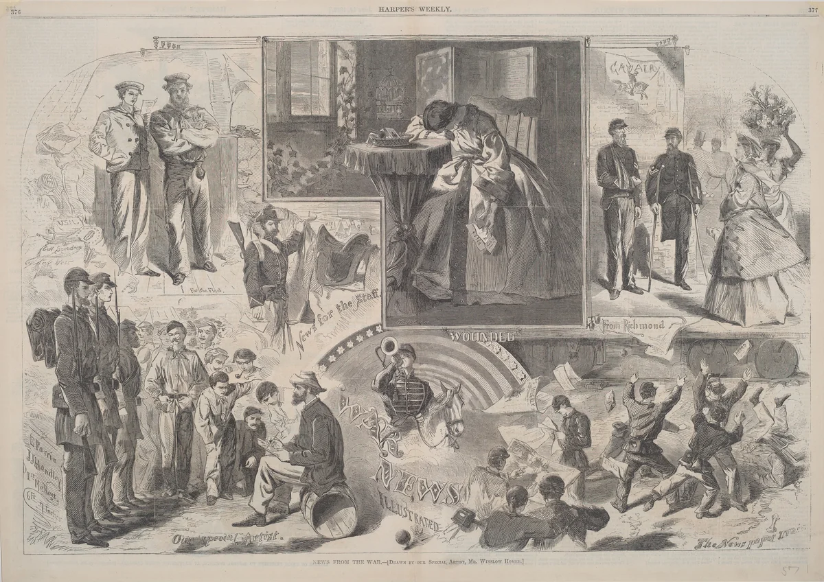 News from the War by Winslow Homer, print, 1862