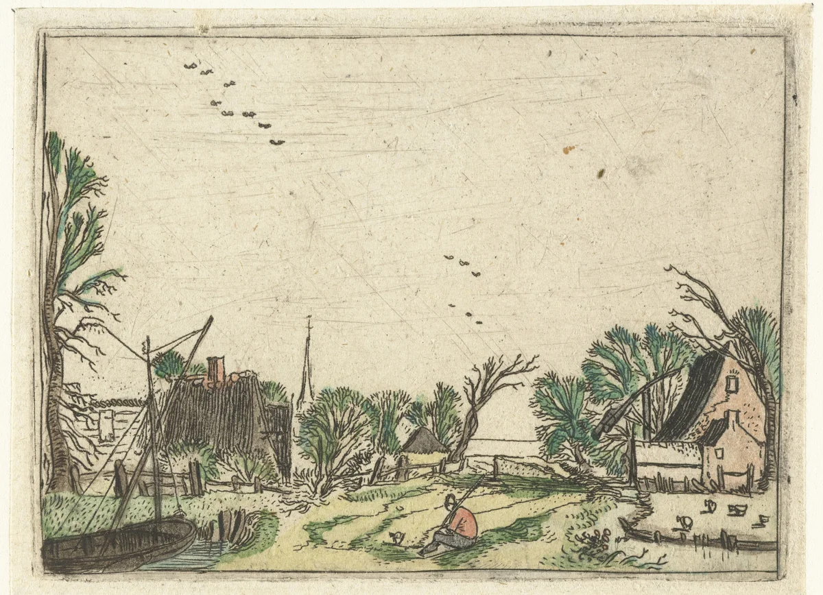 Dorp by Esaias van de Velde, print, 1614