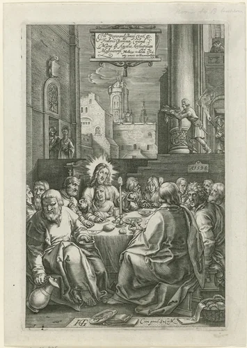 Het Laatste Avondmaal by anonymous, print, 1598-1667