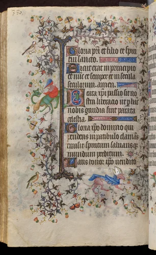 Hours of Charles the Noble, King of Navarre (1361-1425): fol. 185v, Text by Master of the Brussels Initials and Associates, book, 1400-1410