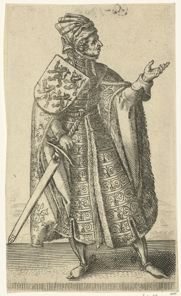 Portret van Willem III de Goede, graaf van Holland en Henegouwen by Adriaen Matham, print, 1620
