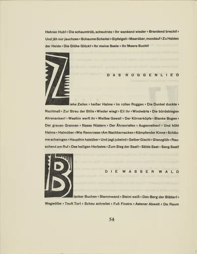 Ornamental initial 'B' from the periodical Kündung, vol. 1, no. 4, 5, 6 (April, May, June 1921) by Karl Schmidt-Rottluff, periodical, 1921
