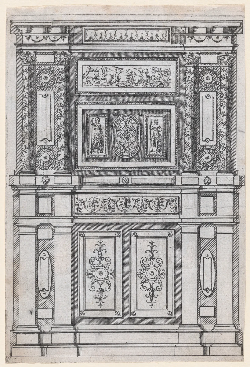 Furniture Design by Jacques Androuet du Cerceau, print, 1530-1585