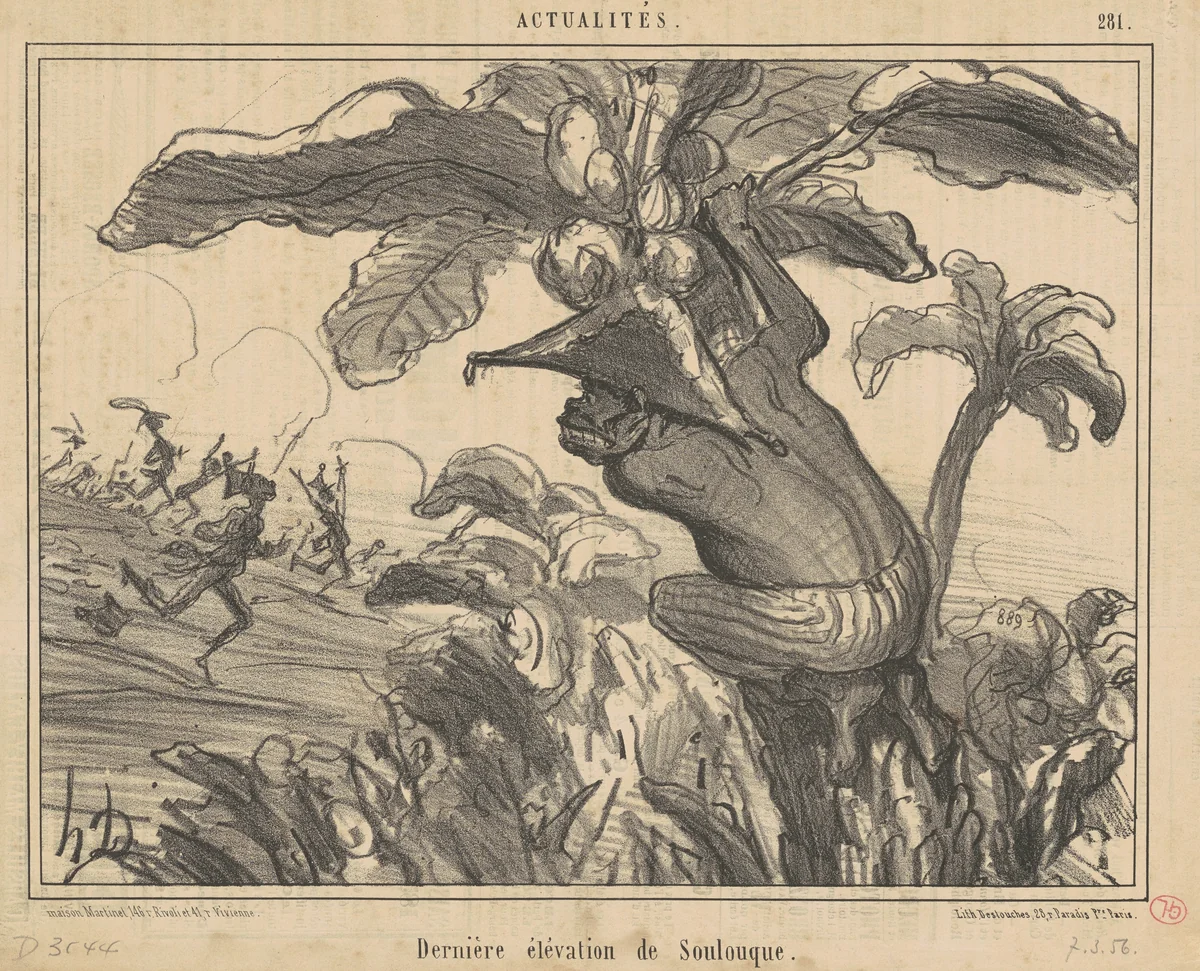Dernière élévation de soulouque by Honoré Daumier, print, 1856