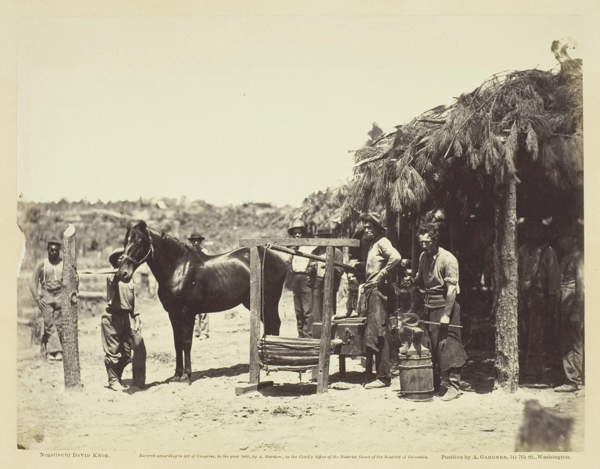 Army Forge Scene, in Front of Petersburg by David Knox, photograph, 1864