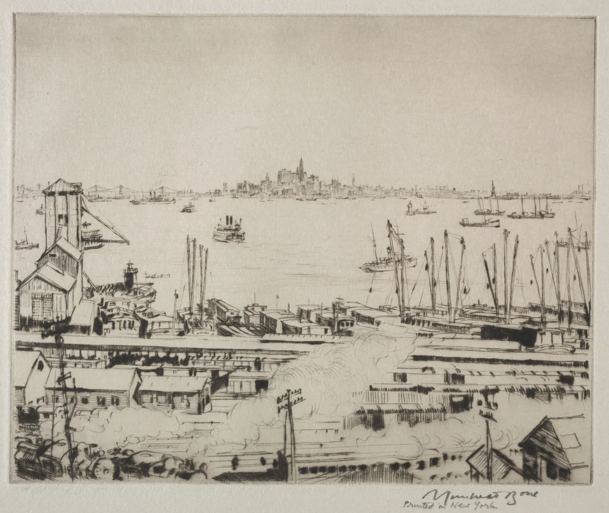 Manhattan from Staten Island by Muirhead Bone, print