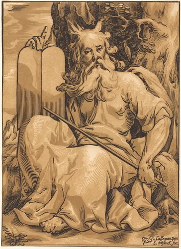 Moses with the Tablets of Law by Ludwig Büsinck; Georges Lallemand; Melchior Tavernier, print, 1620-1640
