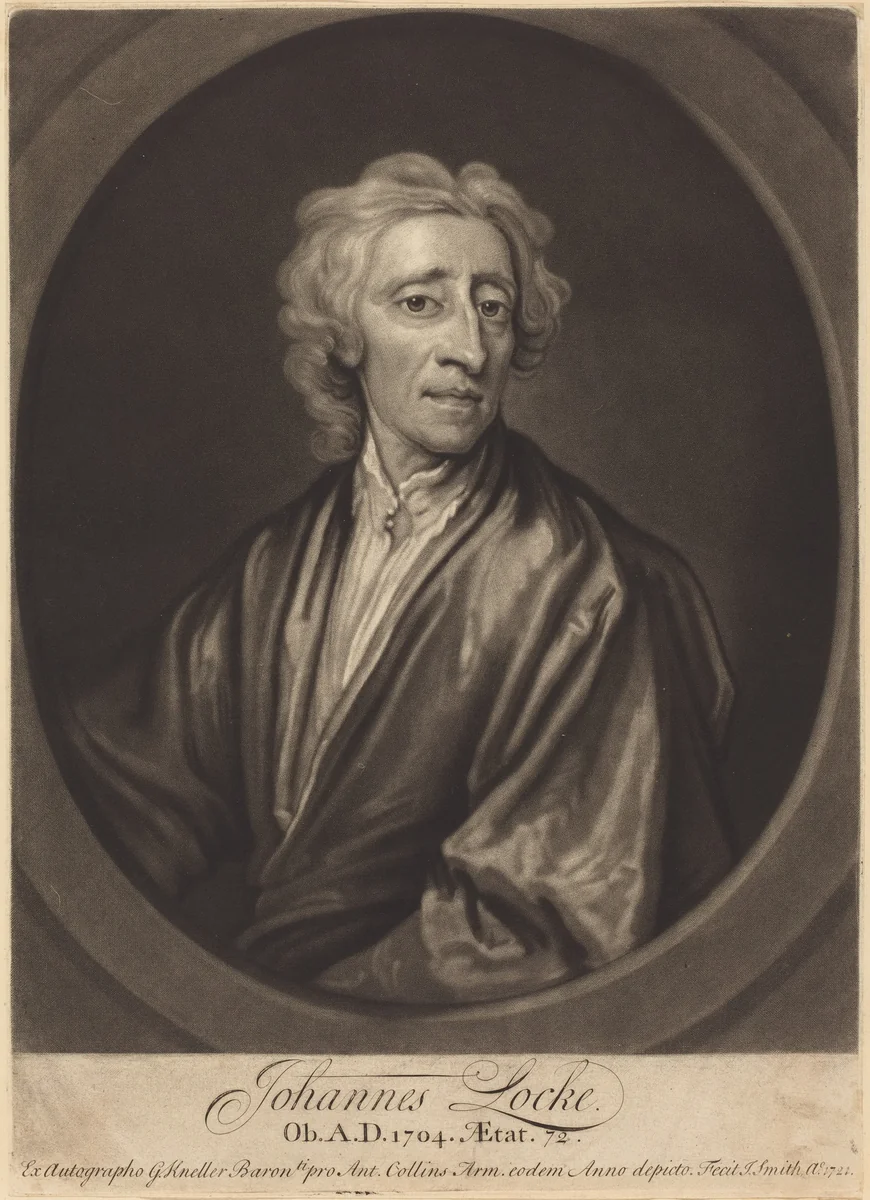 John Locke by John Smith, Sir Godfrey Kneller, print, 1721