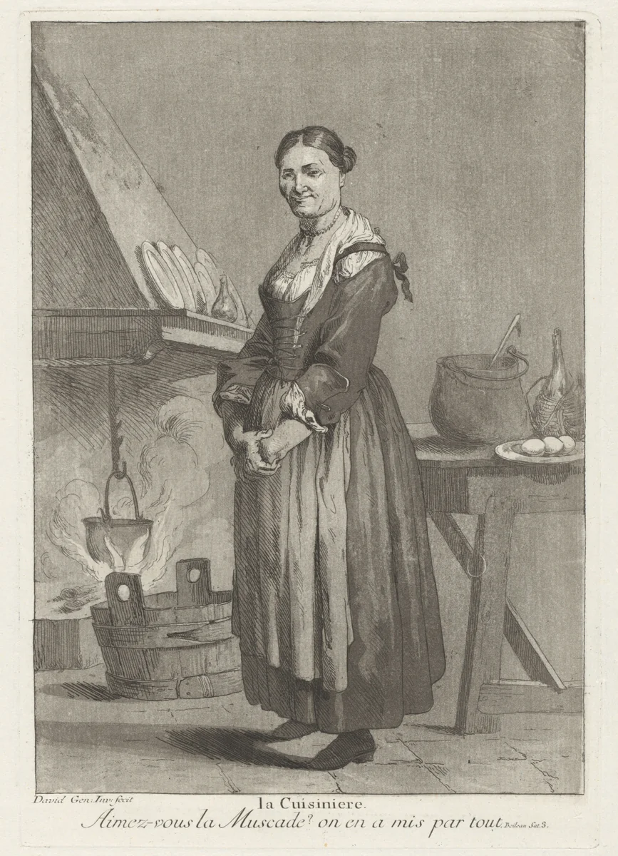 La Cuisiniere (The Cook) by Giovanni David, print, 1775
