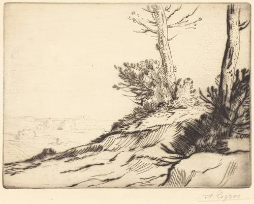 Hill with Bushes (La butte aux brousailles) by Alphonse Legros, print, 1837-1911