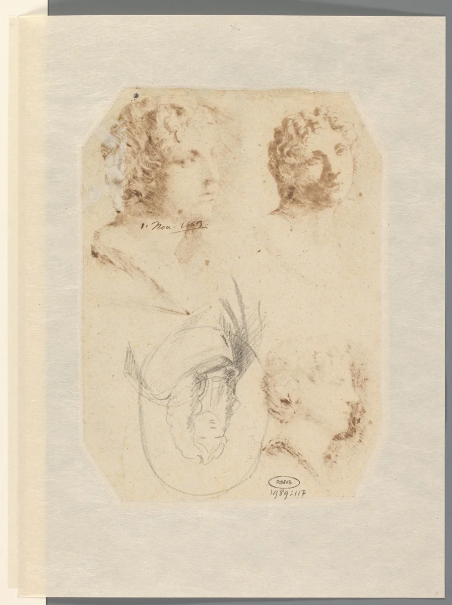 Portret van een onbekende man by Constantijn Huygens, drawing, 1663