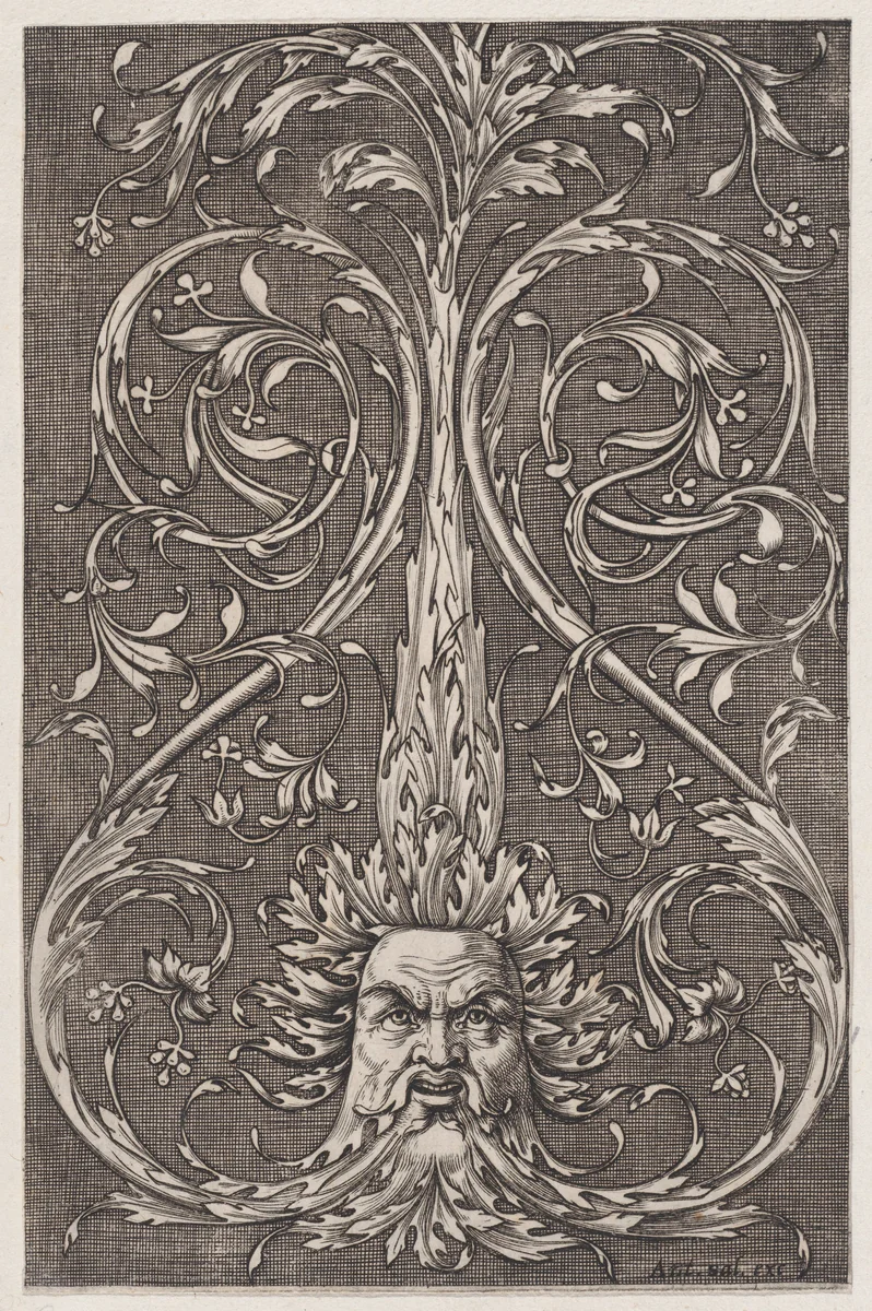 Ornamental Panel by Agostino Veneziano, print, 1514-1536