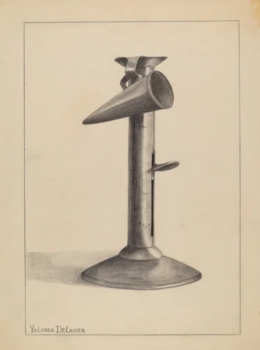 Candlestick and Snuffer by Yolande Delasser, index of american design, 1936