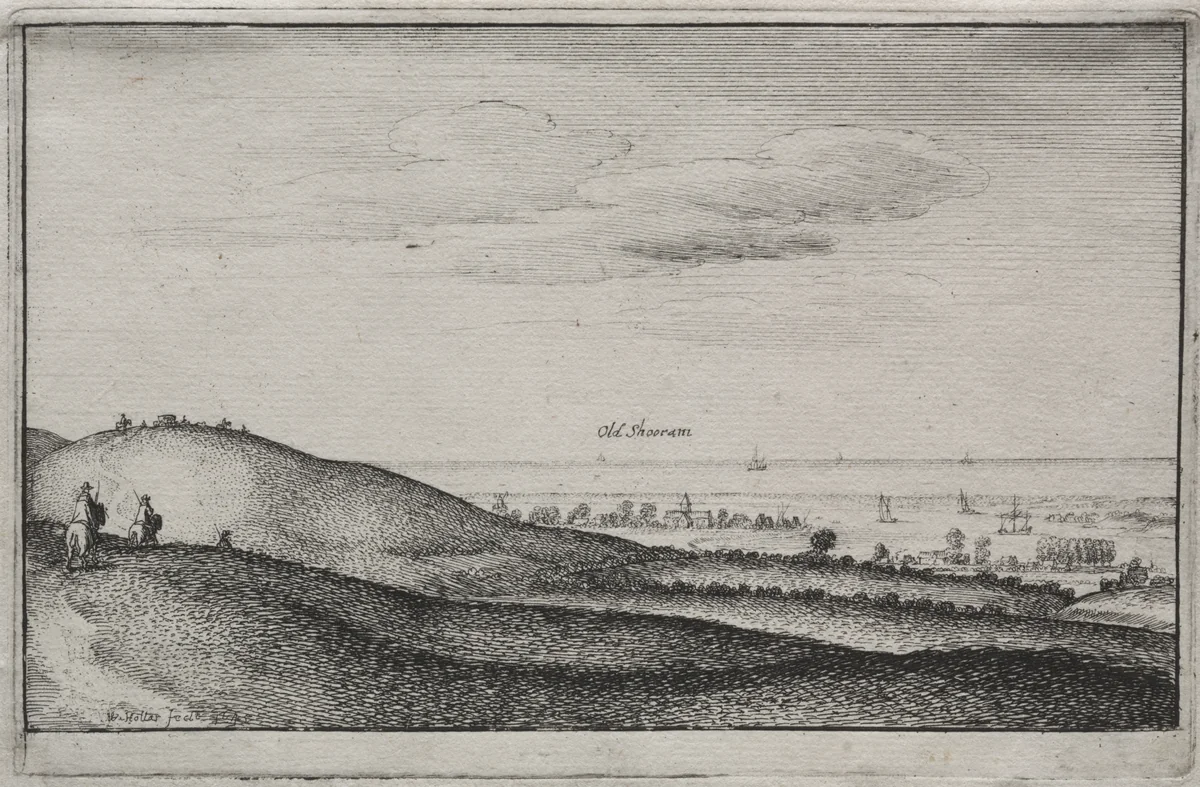 English Views: Old Shoreham by Wenceslaus Hollar, print, 1645