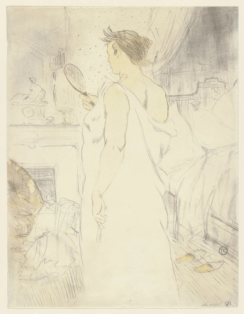 Woman with Hand Mirror (Femme à glace, la glace à main) from Elles by Henri de Toulouse-Lautrec, print, 1896