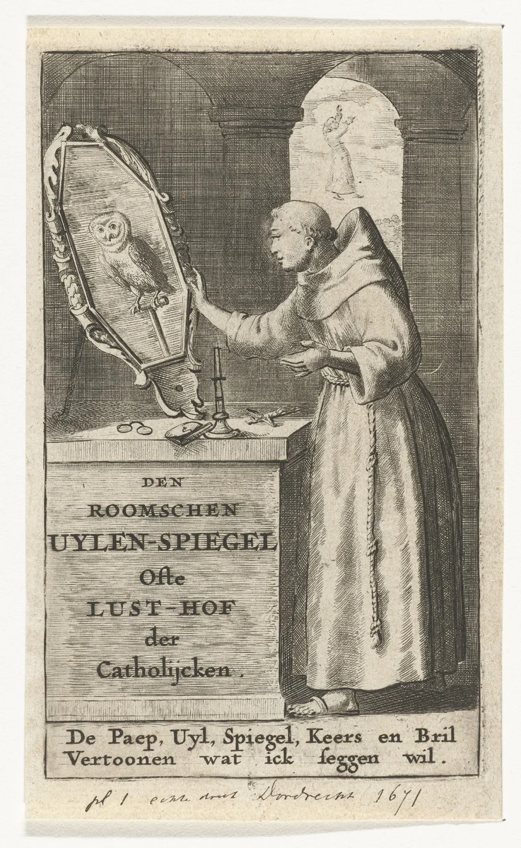Tweede titelblad voor De Roomse Uilenspiegel by Samuel van Hoogstraten, print, 1648-1671