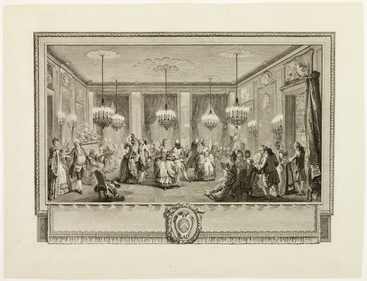 Bal Paré (The Jewel Ball) by Antoine-Jean Duclos, print, 1774