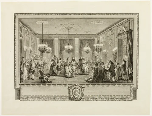 Bal Paré (The Jewel Ball) by Antoine-Jean Duclos, print, 1774