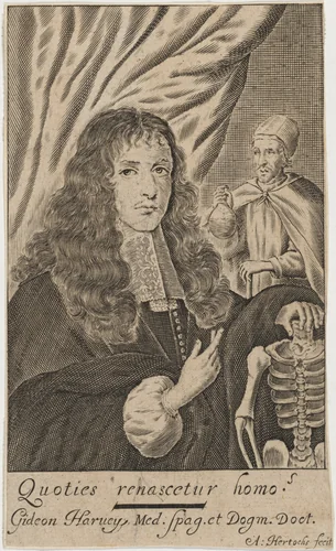 Dr. Gideon Harvey, Physician of Charles II and James II by Abraham Hertochs, print, 1592-1686