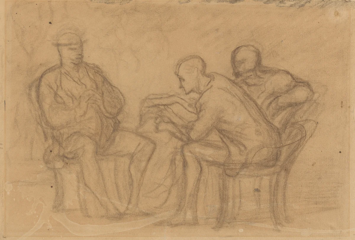 The Reading by Honoré Daumier, drawing, 1808-1879