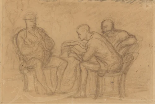 The Reading by Honoré Daumier, drawing, 1808-1879