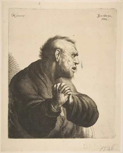 A Man Grieving by Jan Georg van Vliet, print, 1634