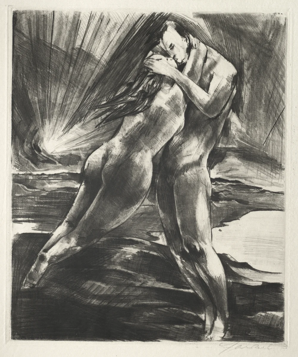 Arno Holz Mappe: Schwebendes Paar by Willy Jaeckel, print, 1923