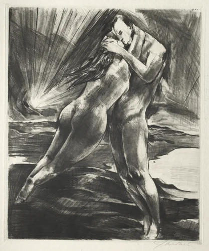 Arno Holz Mappe: Schwebendes Paar by Willy Jaeckel, print, 1923