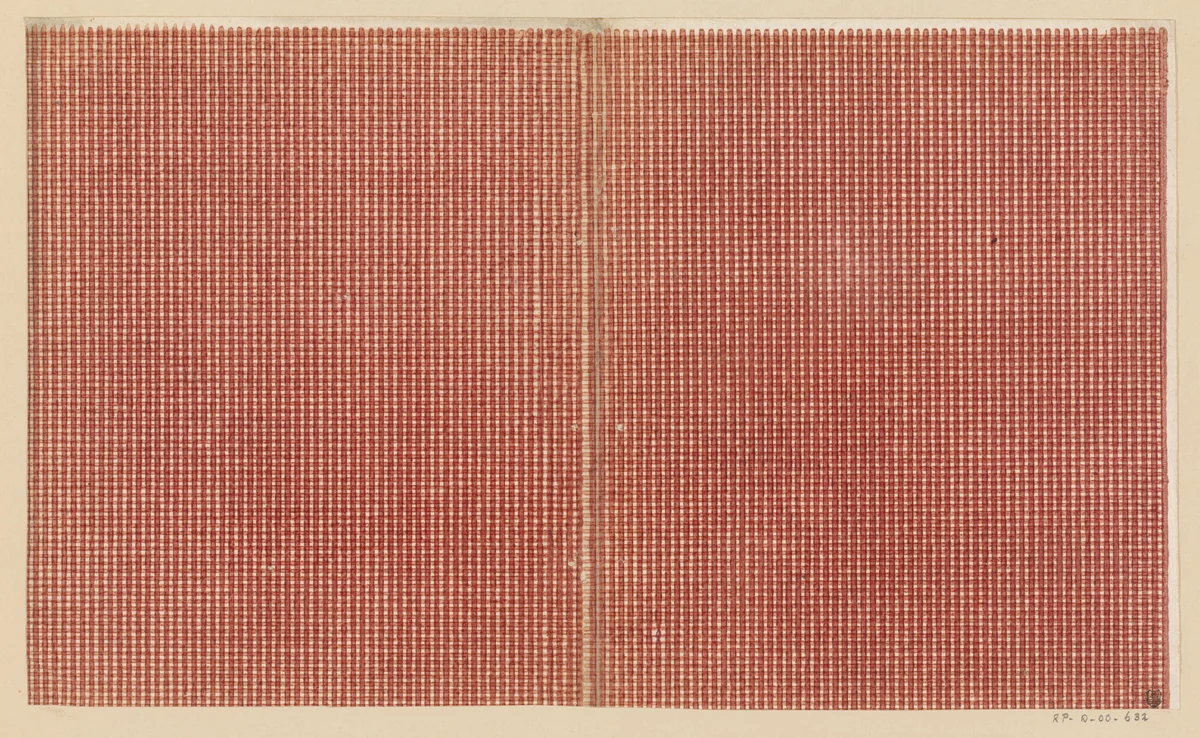 Blad met geblokt patroon by anonymous, other, 1750-1900