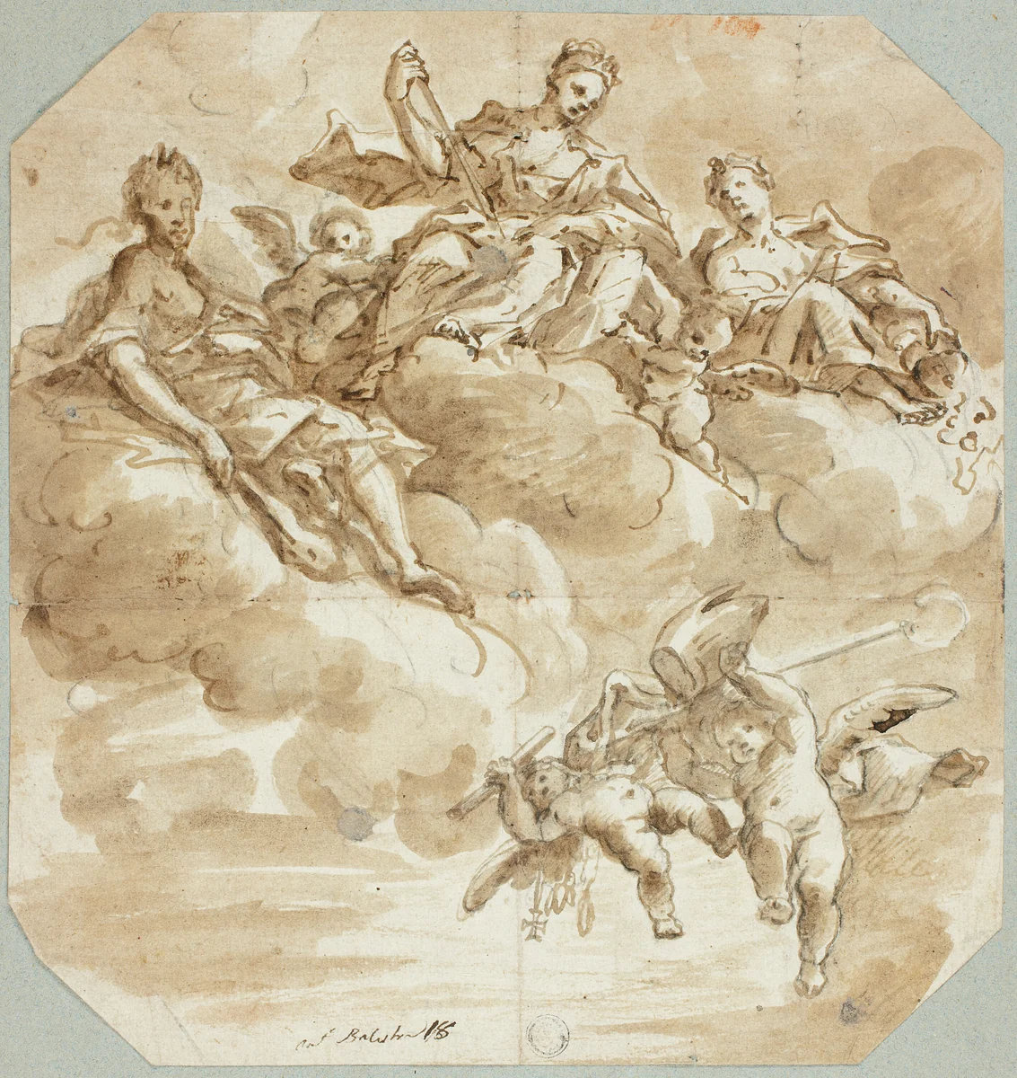 Mary as Queen of Heaven or Apotheosis of Saint by Antonio Balestra, drawing, 1686-1740