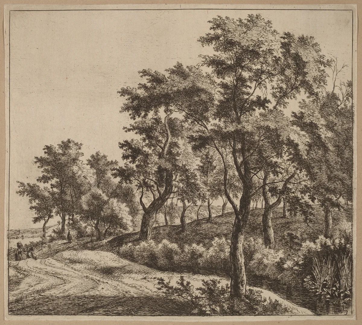 Landscape with a Stream by Jan Hackaert, print, 1628-1699