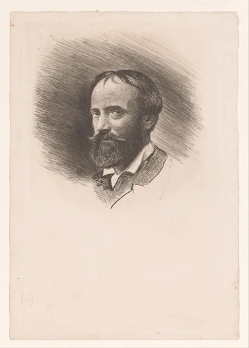 Zelfportret by Charles Verlat, print, 1834-1890