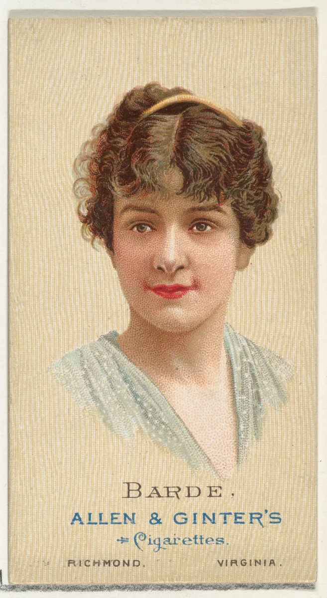 Barde, from World's Beauties, Series 2 (N27) for Allen & Ginter Cigarettes by Allen & Ginter, print, 1888