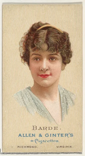 Barde, from World's Beauties, Series 2 (N27) for Allen & Ginter Cigarettes by Allen & Ginter, print, 1888