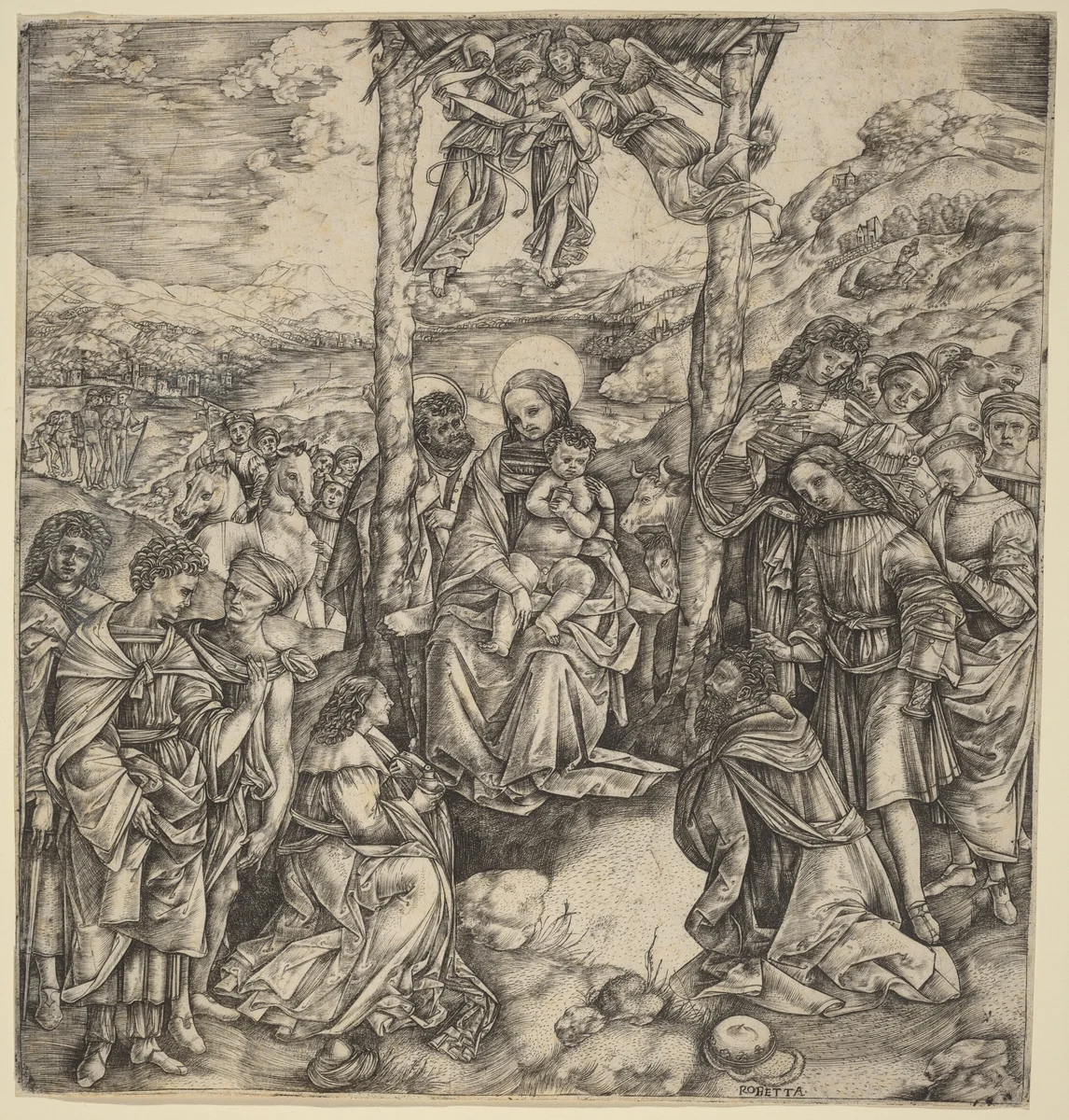 The Adoration of the Magi by Cristofano Robetta, print, 1462-1535