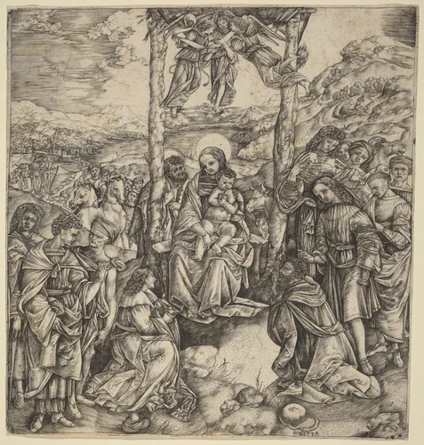 The Adoration of the Magi by Cristofano Robetta, print, 1462-1535