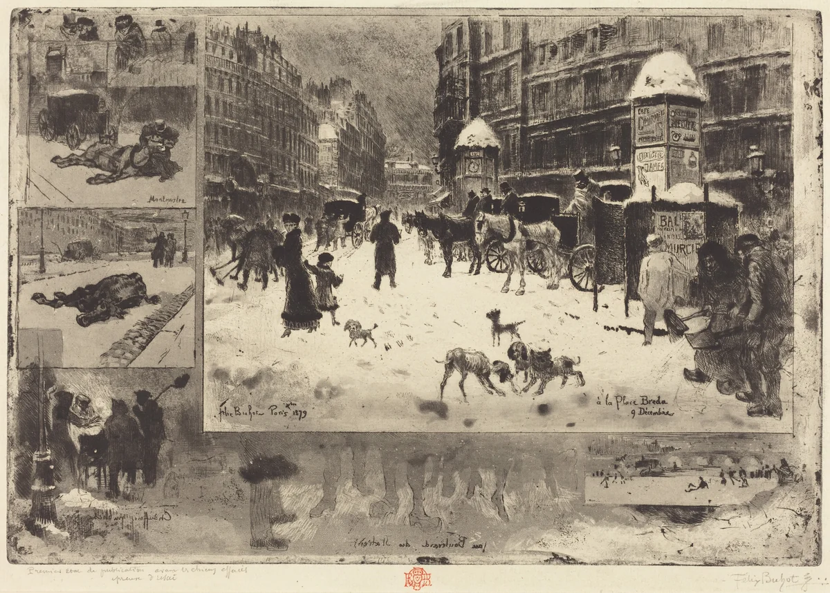 L'Hiver à Paris (Winter in Paris) by Félix-Hilaire Buhot, print, 1879