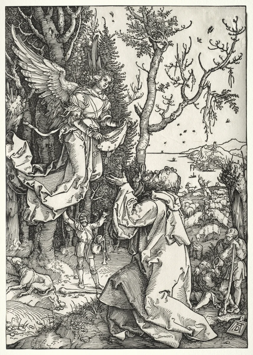 Joachim and the Angel by Albrecht Dürer, print, 1499-1509