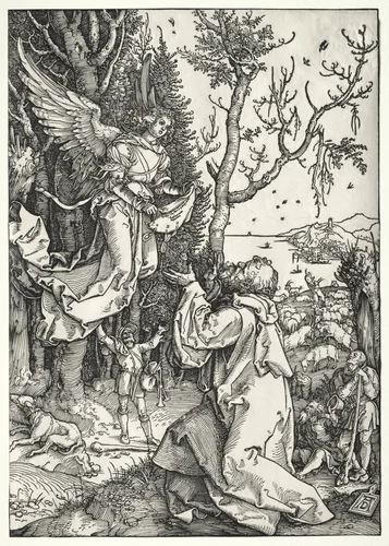 Joachim and the Angel by Albrecht Dürer, print, 1499-1509