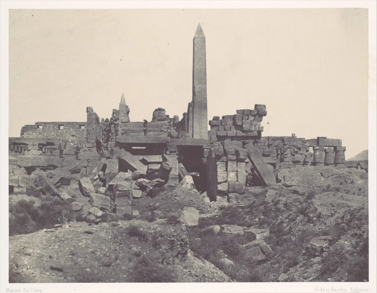 Thebes. Palais de Karnak. Sanctuaire de granit et salle Hypostyle by Maxime Du Camp, photograph, 1850