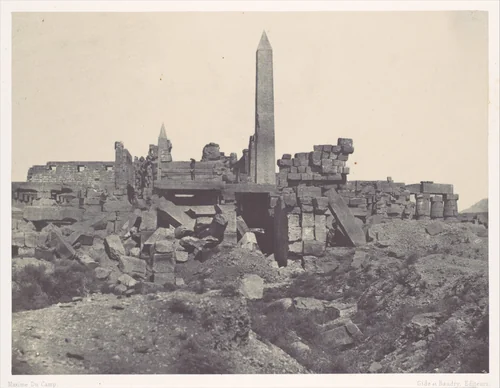 Thebes. Palais de Karnak. Sanctuaire de granit et salle Hypostyle by Maxime Du Camp, photograph, 1850